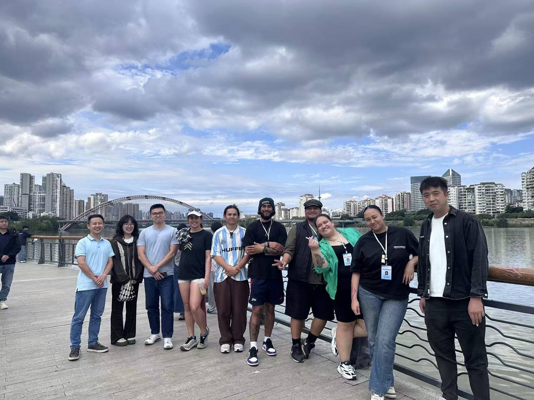 A group of New Zealand volunteers by the river in Mianyang